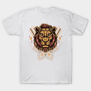 cool lion geometric face T-Shirt